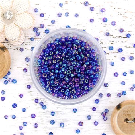 Royal Blue Glass Seed Beads Size 12 Round —