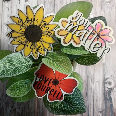 Self Love Flower Stickers Positive Sticker Affirmation Etsy