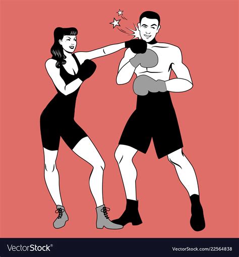 The War Of The Sexes Beautiful Girl Boxer Hitting Vector Image