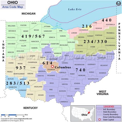 Find Here The Area Codes Of Each County In Ohio State Usa With A