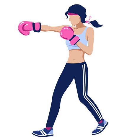 Young Woman In Pink Boxing Gloves Illustration Of Female Boxing