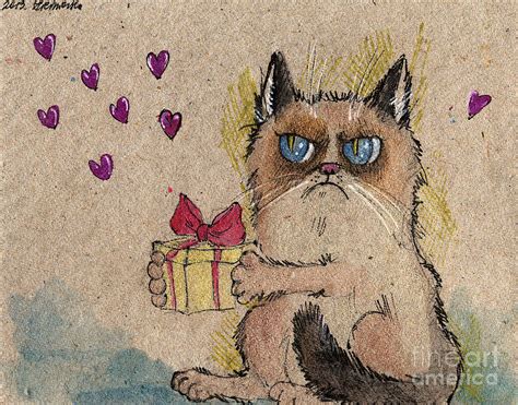 All you will need is a pencil, an eraser, and a. Grumpy Cat In Love Drawing by Angel Ciesniarska