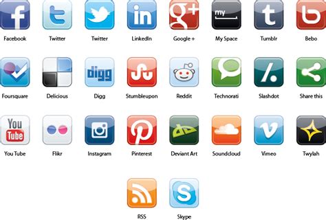 15 All Social Media Icons With Names Images Social Media Icons Vector