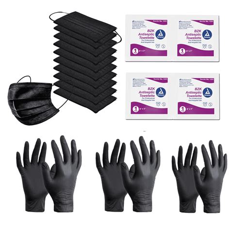 face mask and gloves set with sanitizing wipes personal protection 1 5 ply face mask 3 pairs