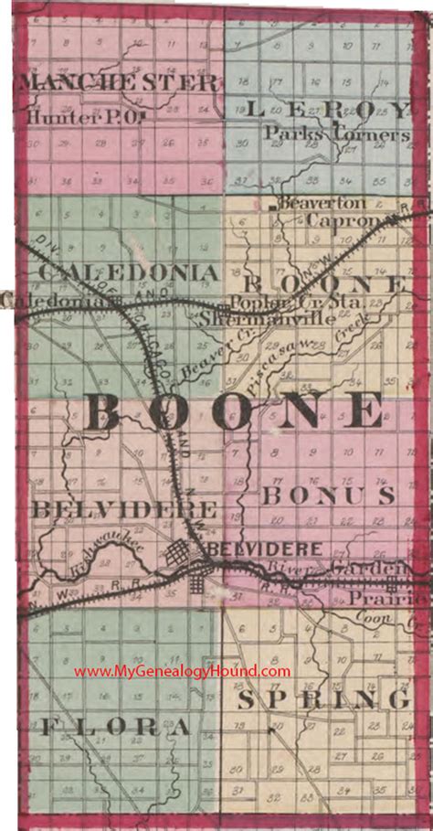 Boone County Illinois 1870 Map