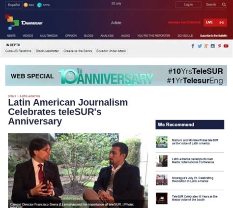 latin american journalism celebrates telesur s anniversary