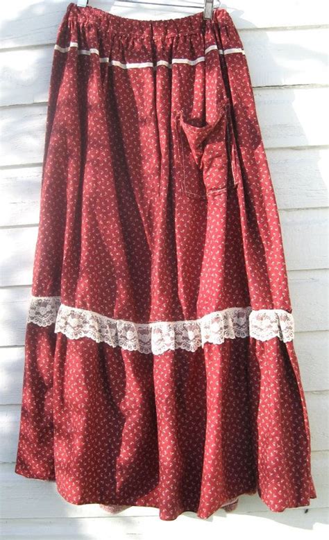 Vintage Western Boho Prairie Skirt Handmade Lace Trim Etsy Prairie