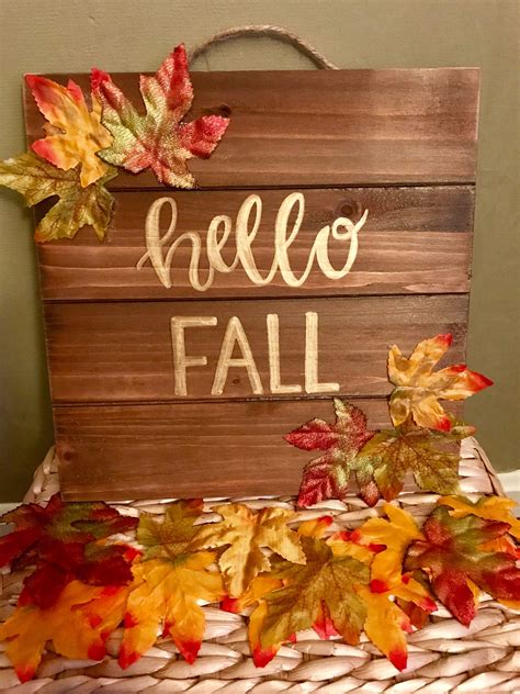 Hello Fall Wooden Sign Rustic Patio Porch Decor Fall Etsy