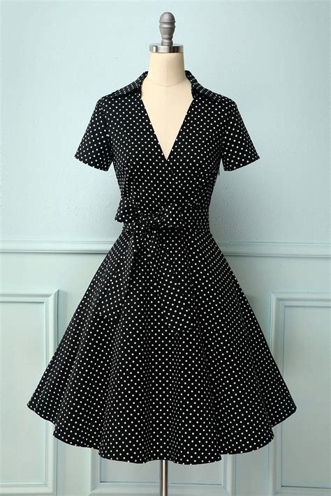 V Neck Polka Dots Swing Dress Swing Dress Long Sleeve Sequin Dress