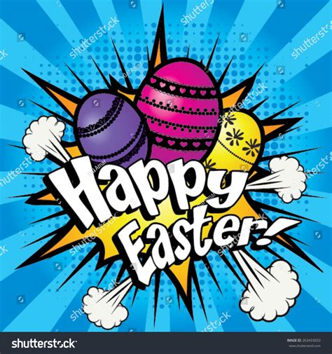 Happy Easter Pop Art Vector Illustration Stock Vektor 263433653