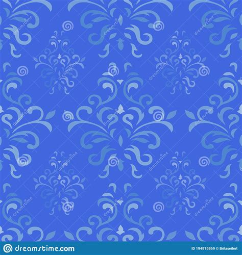 Ornamental Geometric Seamless Pattern Abstract Royal Blue Floral