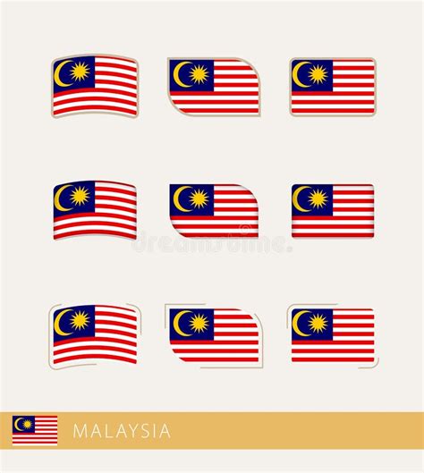Vector Flags Of Malaysia Collection Of Malaysia Flags Stock Vector