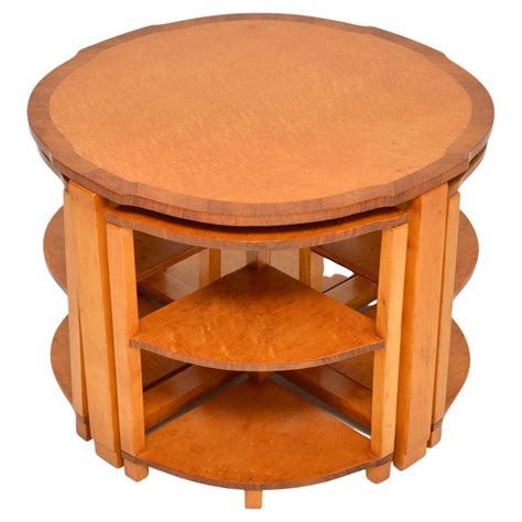 1930s Art Deco Birds Eye Maple Nesting Coffee Table For Sale At 1stdibs