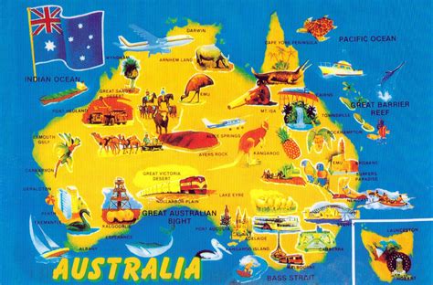 Australia Postcard Map Australia Australia Map Australian Maps