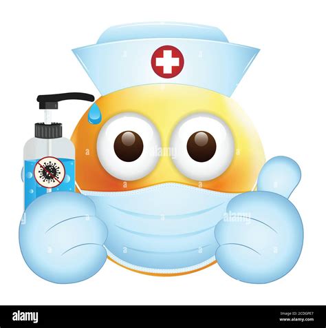 Emoji With Sanitizerface With Medical Mask And Hand Wash