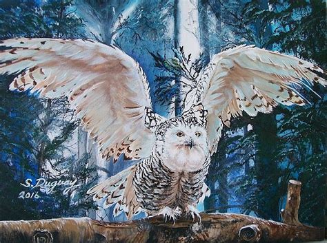 Snowy Owl On Takeoff By Sharon Duguay Owl Painting Fine Art America Owl