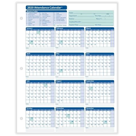Yearly Employee Attendance Calendar Yearly Calendar Attendance