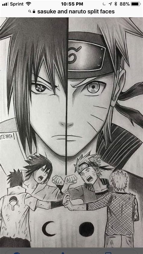 最高のコレクション Naruto And Sasuke Drawing Half Face 198236 Naruto And Sasuke