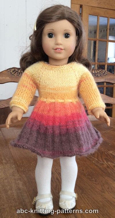 Abc Knitting Patterns American Girl Doll Pleated Skirt Dress