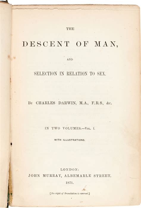 Charles Darwin The Descent Of Man 1871 First Edition First Issue Original Cloth Science