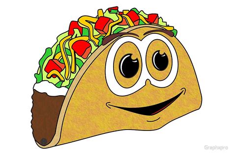 Cartoon Taco Mexican Food Cartoon Emoji Vinyl Decal Sticker 4 