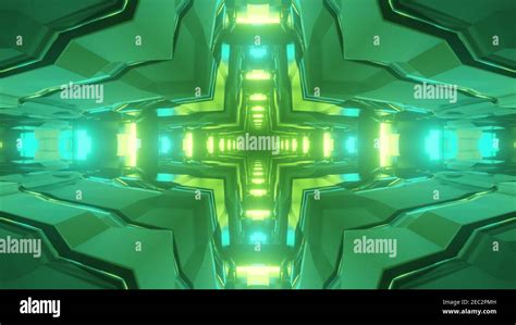 Glowing Green Sci Fi Tunnel 3d Illustration Stock Photo Alamy