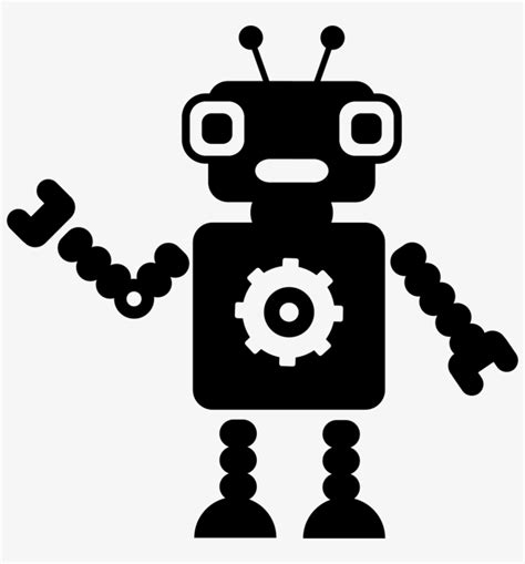 Robot With A Gear Vector Vector Png Black And White Robot Free