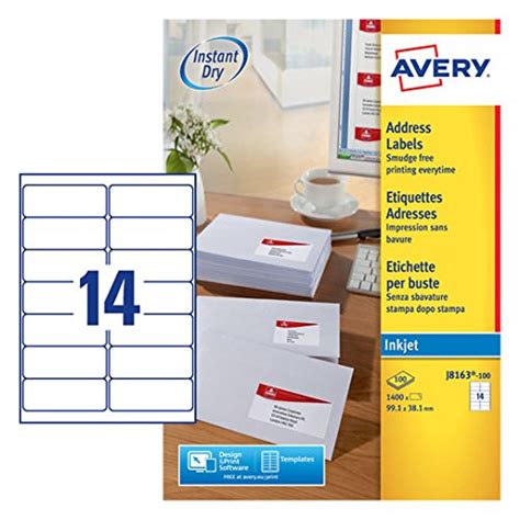 Avery Self Adhesive Address Mailing Labels Inkjet Printers 14 Labels