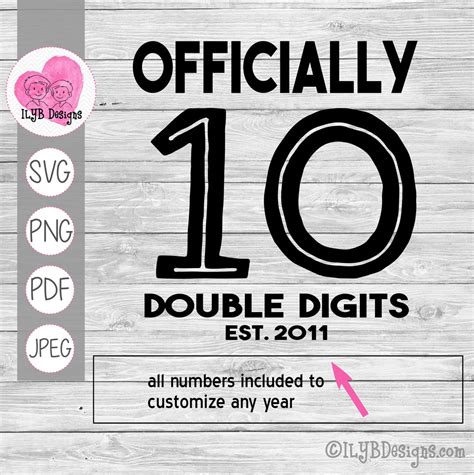 10 Double Digits Birthday Svg Dxf Png File Instant Download Cutting