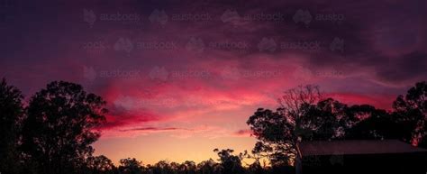 Image Of Pink Purple And Orange Sunset With Silhouetted