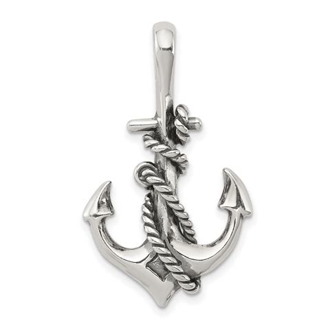 Anchor And Rope Charm Pendant In 925 Sterling Silver 33 Mm X 21 Mm 2