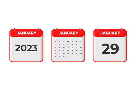 January 2023 Calendar Design 29th January 2023 Calendar Icon For