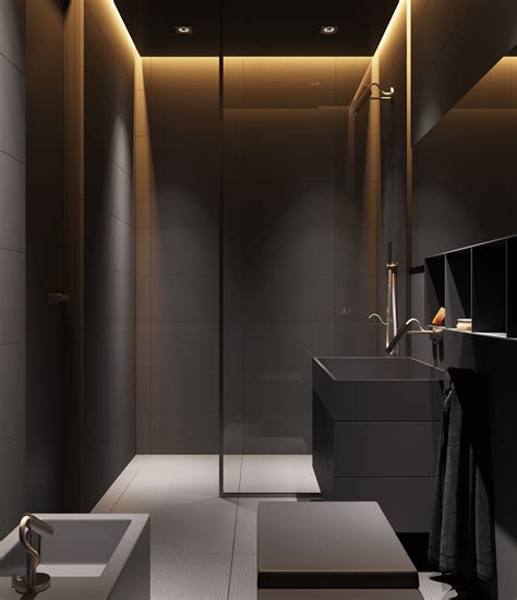 Dark Grey Minimalist Bathroom Interior Design Ideas