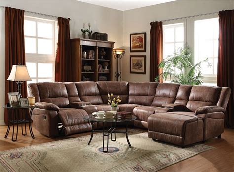 Zanthe 5pcs Brown Home Theater Reclining Sofa Sectional Shop For