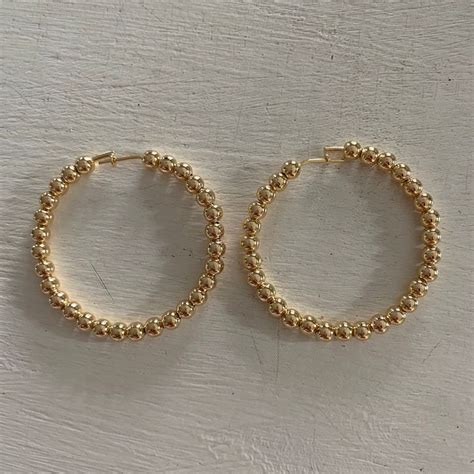 Gold Beaded Hoop Earrings In Beaded Hoop Earrings Beaded Hoops
