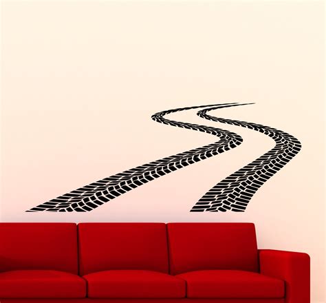 Tire Tracks Wall Decal Car Road With Traces Of Tire Garage Etsy