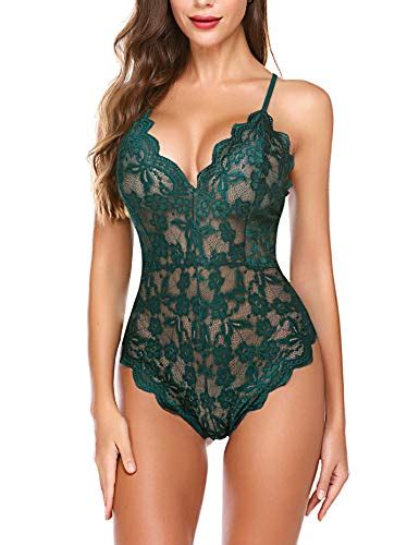 Buy Women One Piece Lingerie Deep V Teddy Sexy Lace Bodysuit Online At