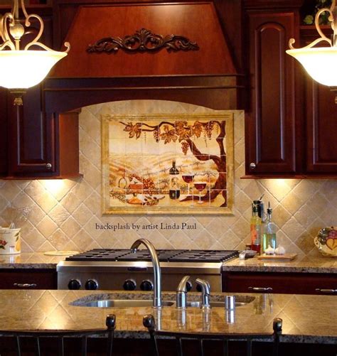 Hand Made The Vineyard Kitchen Backsplash Tile Mural By Linda Paul