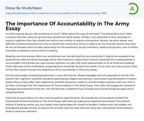 The Importance Of Accountability In The Army Essay