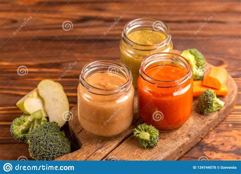 Strain using a sieve or food mill, if needed; Variation Pureed Baby Food In Glass Jars With Ingredients ...
