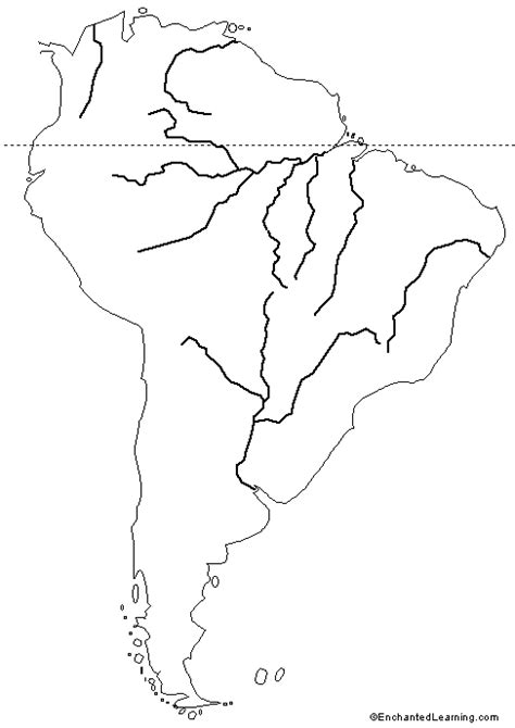 Outline Map Rivers Of South America