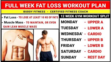 Full Week Workout Plan For Fat Loss Body Transformation Fat To Fit