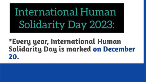 International Human Solidarity Day Current Affairs Youtube
