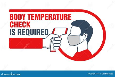 Body Temperature Check Red Sign Stock Vector Illustration Of Covid