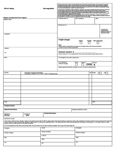 It is also a receipt for cargo accepted for transportation, and must be presented for taking delivery at the destination. 40 Free Bill of Lading Forms & Templates - Template Lab
