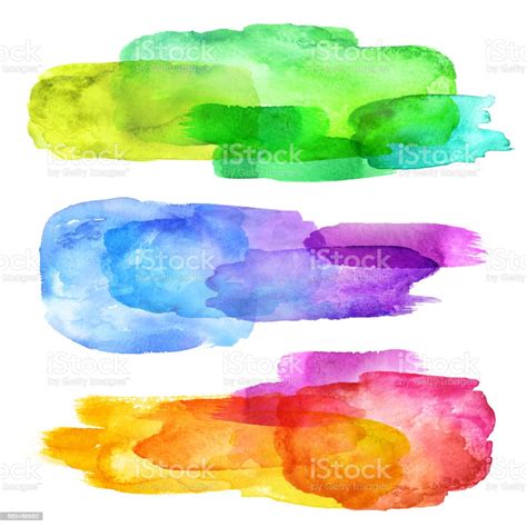 Abstract Watercolor Shapes Hand Painted Brush Strokes Spectrum Ombre