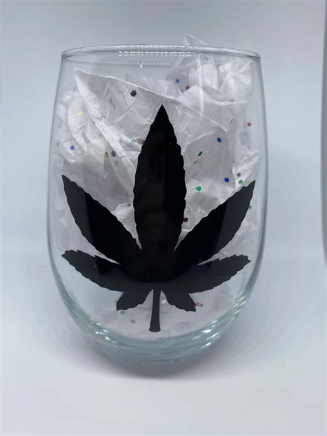 Cannabis Leaf Stemless Wine Glass Etsy Uk