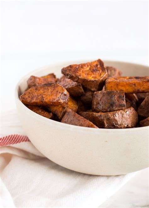 Maple Cinnamon Roasted Sweet Potatoes Sweet And Savoury Side Dish