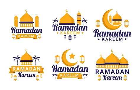 Flat Ramadan Kareem Badge Collection 2205612 Vector Art At Vecteezy