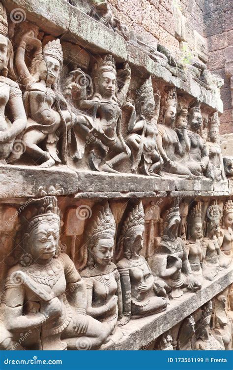 Bas Relief On The Hidden Wall Of Terrace Of The Leper King Angkor Wat